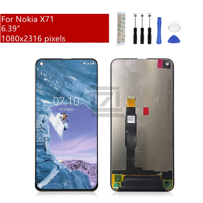 

ЖК-дисплей IPS для Nokia X71, ЖК-дисплей, сенсорный экран, дигитайзер в сборе, TA-1167, TA-1172, запасные части, бесплатные инструменты, 6,39 дюйма