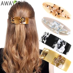 Elegant Acetate Resin Arc Spring Clip Vintage Tortoiseshell Hair Clip Women Rectangle Geometric Design Hairpin Ponytail Hairgrip