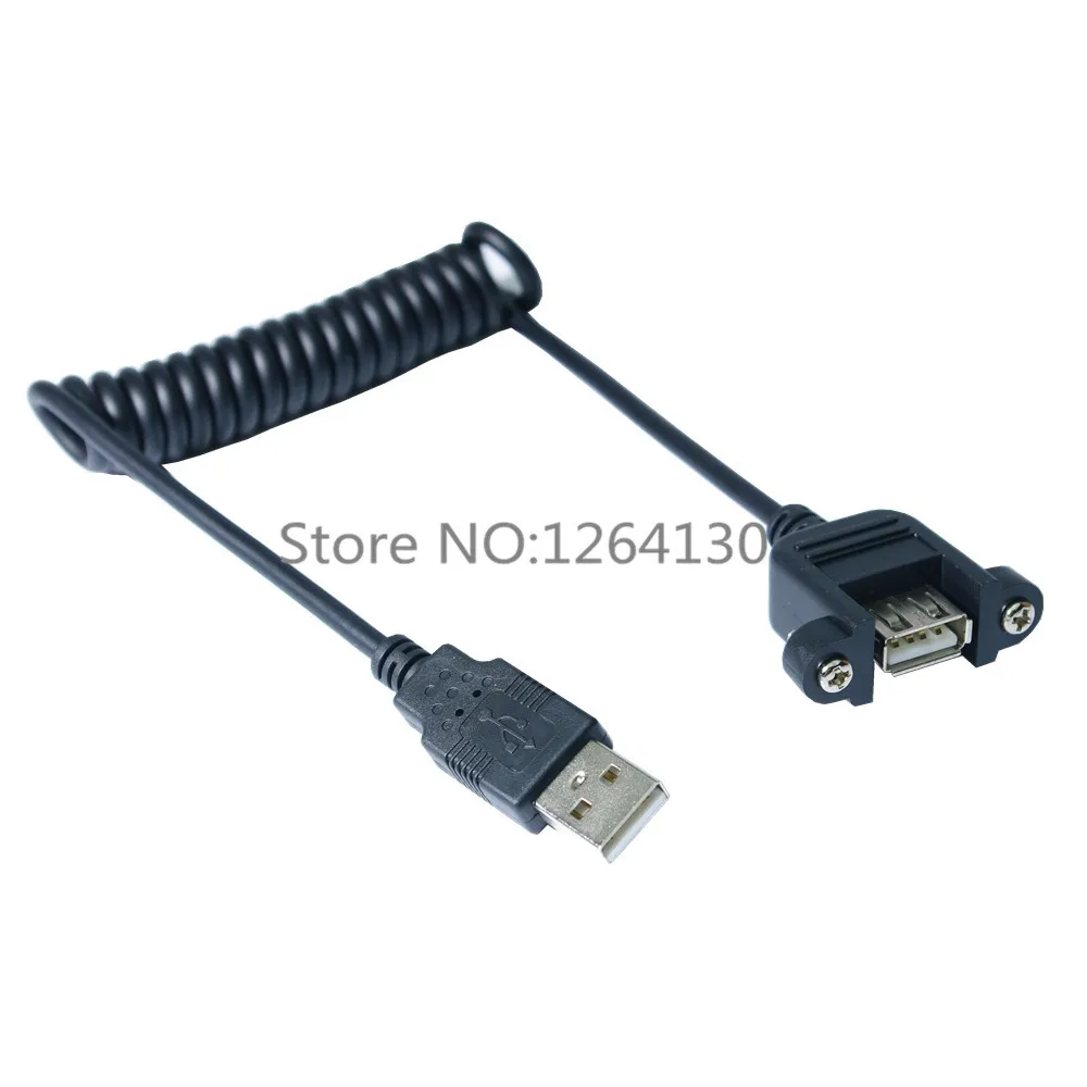 USB 2.0 với sợi Dây Cáp USB 2.0 MỘT Nam đến Nữ Nối Dài Co Giãn Dây Cáp Với Bảng Điều Khiển Gắn Lỗ Vít 1m/100cm