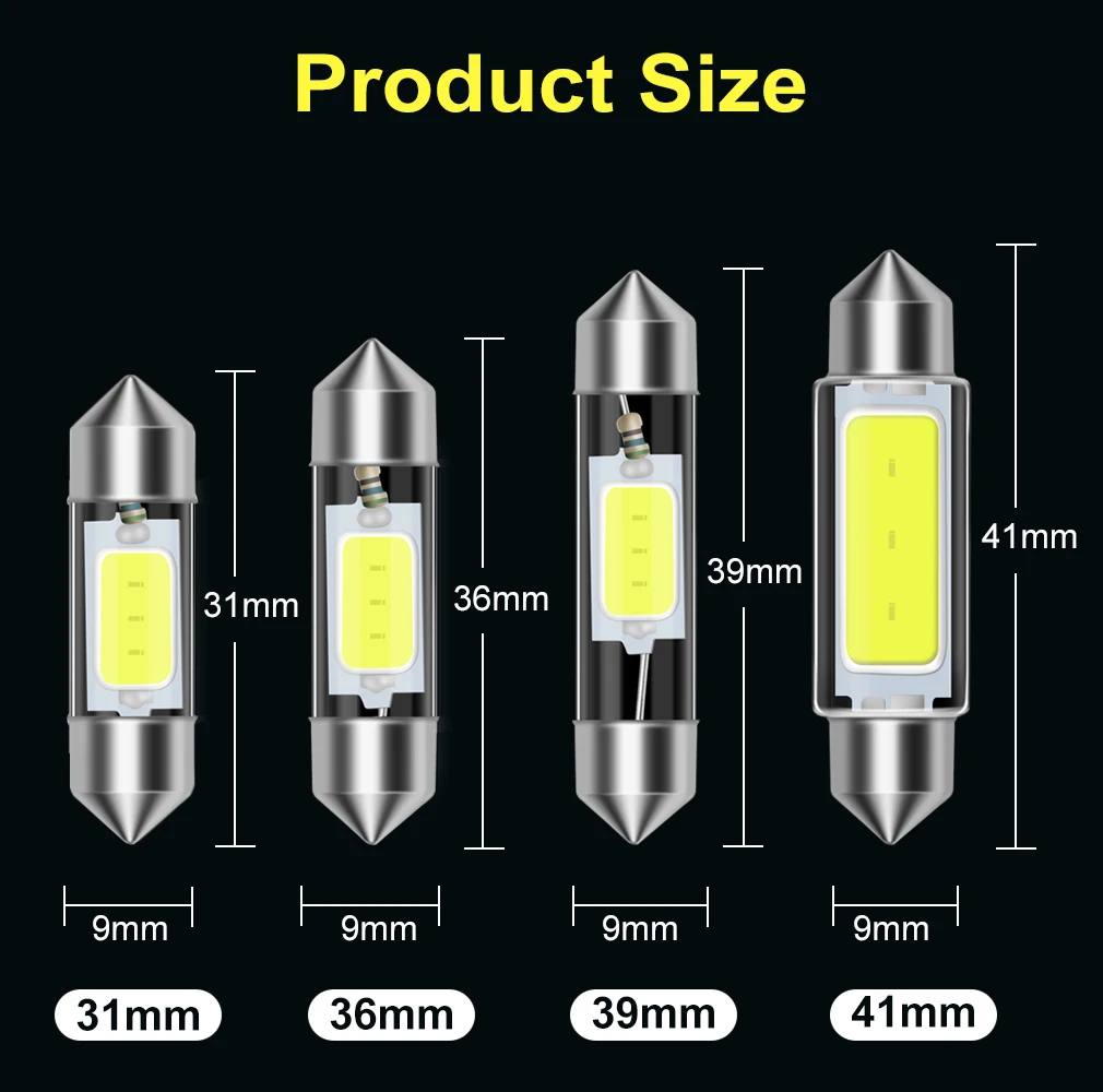 5pcs/10pcs/15pcs Canbus C5W C10W LED Bulb 31mm 36mm 39mm 41mm Festoon Led Car Interior Light Dome Reading License Plate 12V Lamp