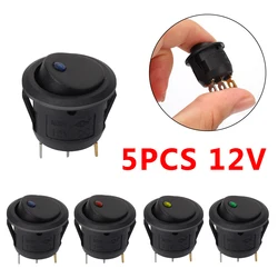 12V LED Lights Toggle Switch Buttons Pushbutton ON/OFF Master Truck Trailer Caravan RV Automotive Car Accessories Universal 5Pcs