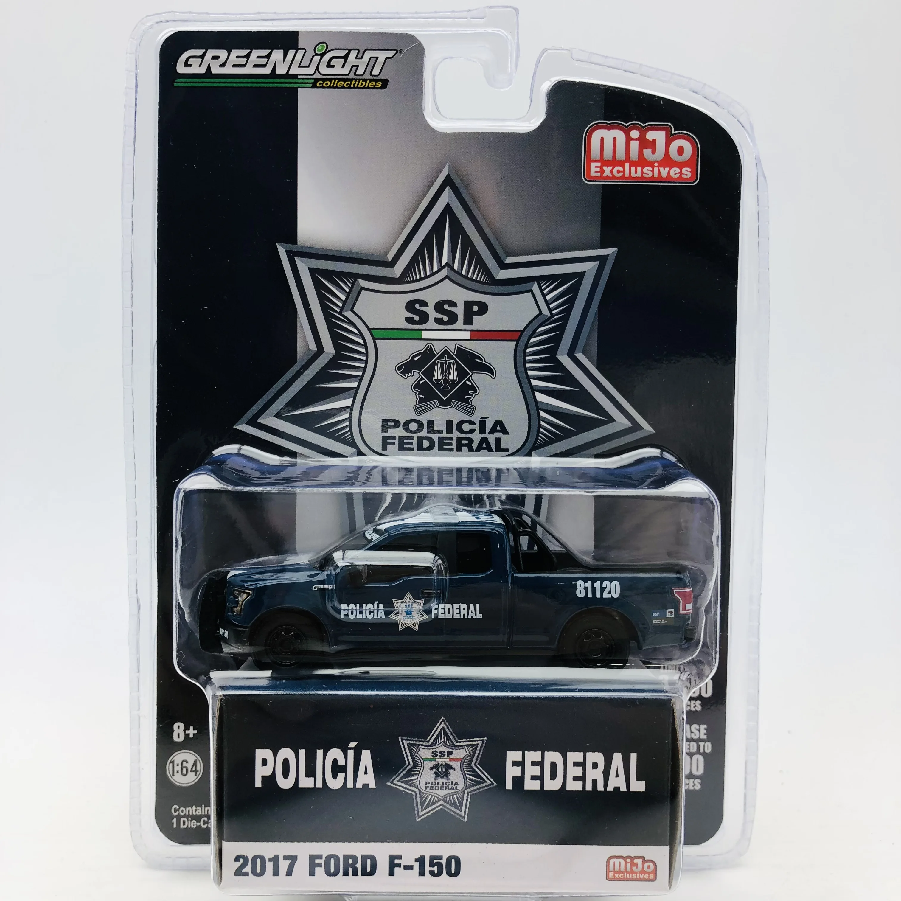 1/64 GreenLight 2017 Ford F-150 Polisi Meksiko Model Mobil Alloy Die-Cast Koleksi Terbatas Mijo