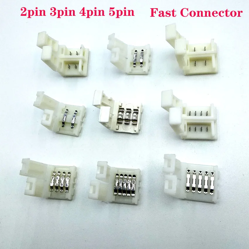 

5PCS 10mm 2pin 4pin 5pin Quick Connector Free soldering for single color 5050 LED Strip Light RGB RGBW RGBWW