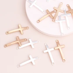 Leslie 20pcs 35x16mm Connectors Beads Gold Silver Color Cross for Pendants DIY Necklaces Handmade Making Jewelry Finding