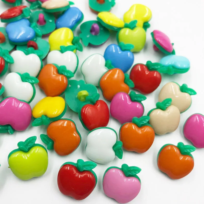 25 pcs 18mm Mixed Color Apple Shank Plastic Buttons Children\'s Apparel Sewing Accessories DIY Scrapbooking Crafts PT345