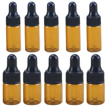 100 adet/grup boş 1ml 2ml 3ml 5ml uçucu yağlar şişe damlalık Amber cam damlalık şişe Mini uçucu yağ seyahat şişe
