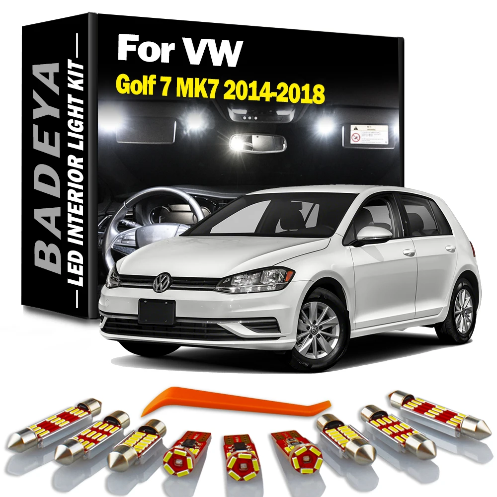 BADEYA 12Pcs Canbus For Volkswagen VW Golf 7 MK7 2014 2015 2016 2017 2018 Car LED Interior Map Dome Light Kit Led Bulbs No Error