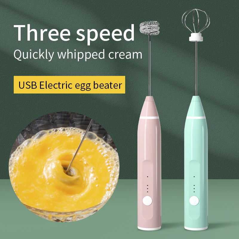 3-geschwindigkeiten Elektrische Schneebesen Kaffee Milch Mischer Köpfe Schneebesen Edelstahl-düse Rührer USB Aufladbare Handheld Lebensmittel Mixer Schneebesen