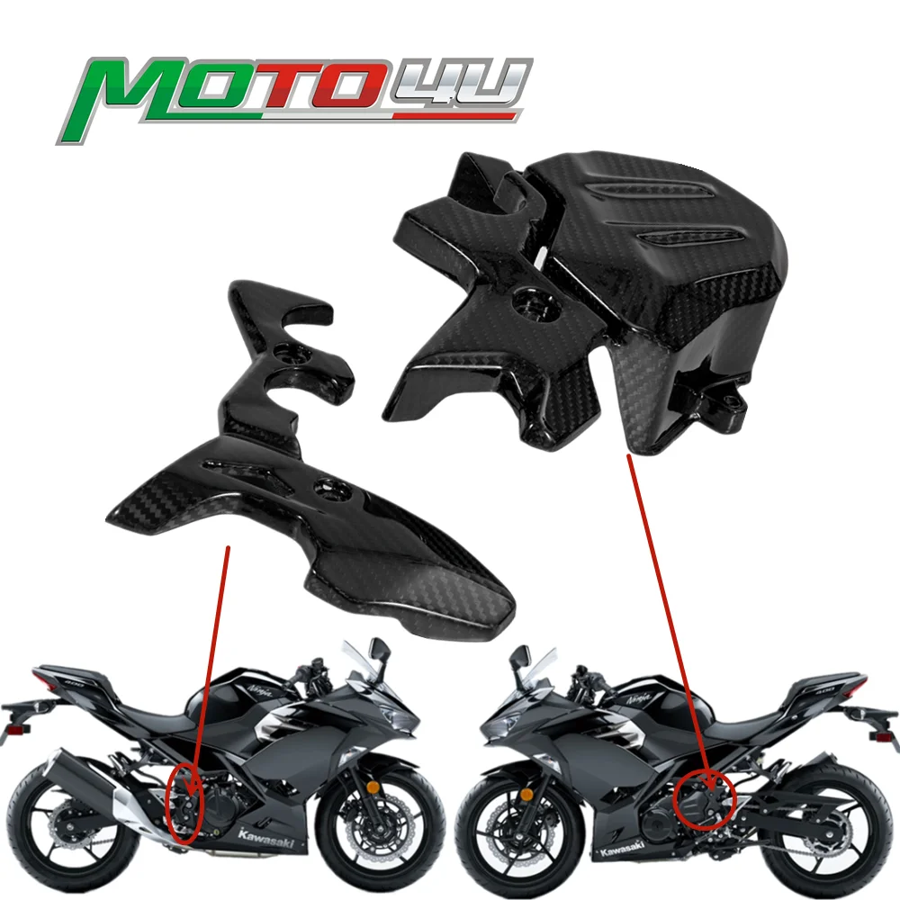 For KAWASAKI NINJA400 Ninja 400 2019 2020 2021 Real Carbon Fiber Sprocket Cover Beside Engine Guard Protector Crash Left&Right