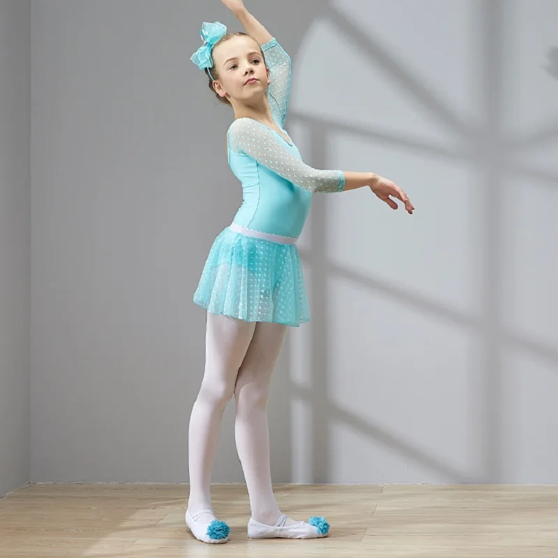 Abiti da ballo a maniche lunghe per ragazze, abito da ballo carino in cotone, abito da spettacolo teatrale per bambini, abito Tutu per bambini, gonne da ballo adorabili