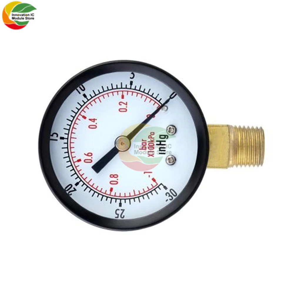 Pengukur Dial Skala Ganda Portabel 1/4 "NPT -30HG/0PS Pengukur Meter Tekanan Vakum Manometer 2" Tampilan Dial Pengukur Tekanan Digital