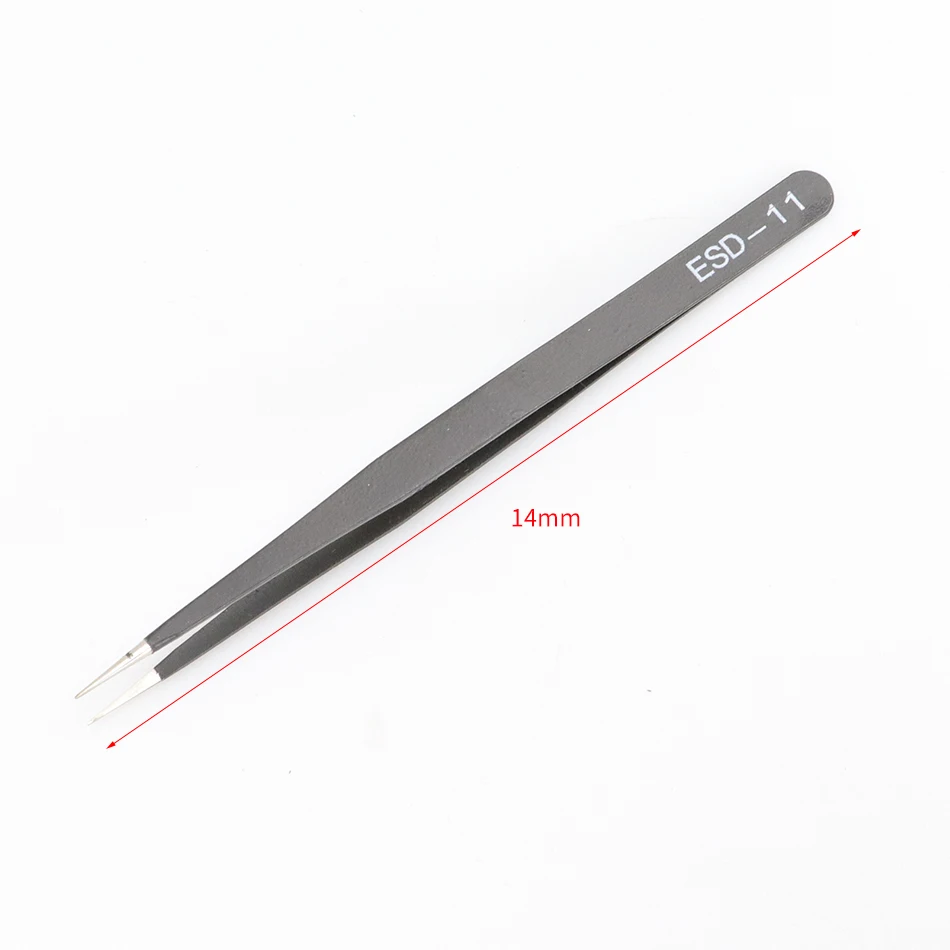 6Pcs ESD Anti-StaticสแตนเลสสตีลแหนบอุตสาหกรรมPrecisionโค้งตรงแหนบซ่อมเครื่องมือ2020