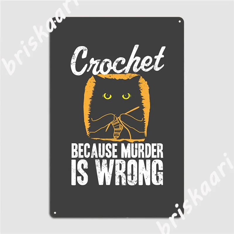 

Crochet Cat Lover Metal Sign Cinema Living Room Retro Club Bar Painting Décor Tin Sign Poster