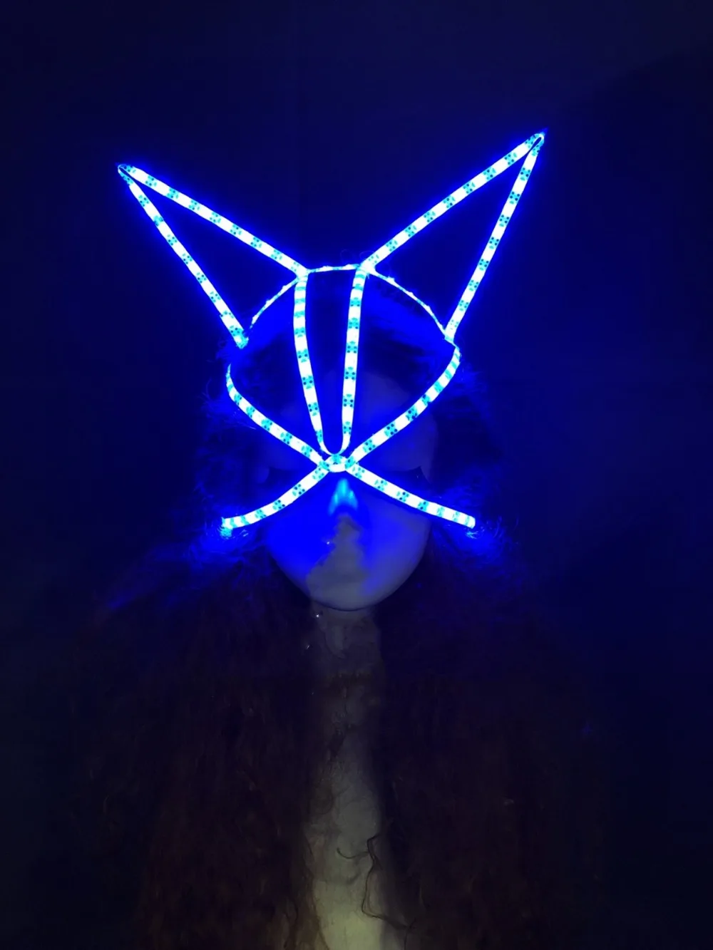 Led light show sexy cat lumious headwear stage dance Women party nightclub future space headress hat cap mask