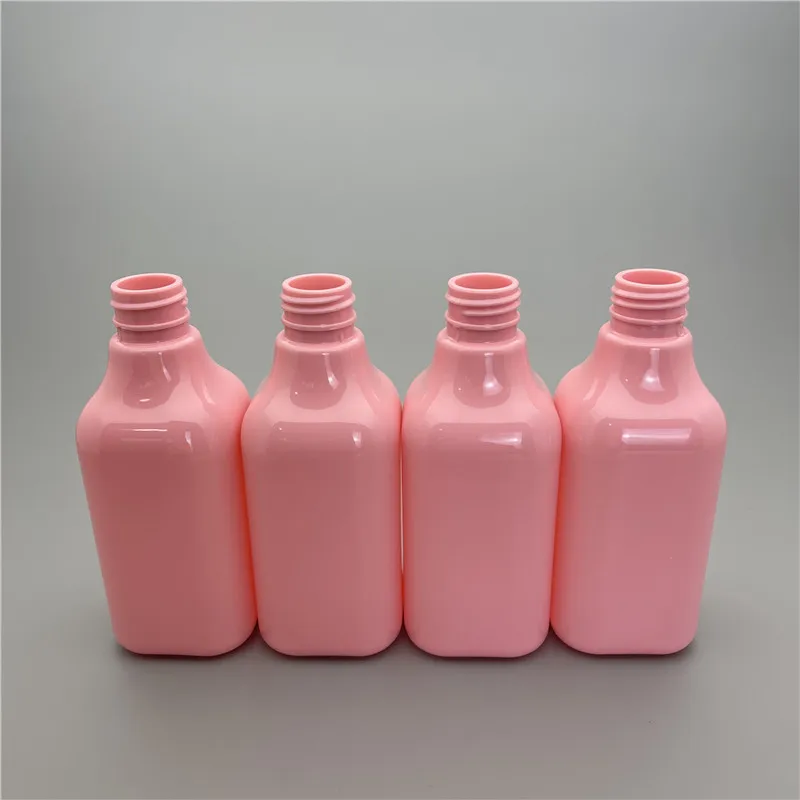 200ML X 24 Pink Liquid Soap Lotion Pump Plastic Square Bottles Shampoo Refillable Bottles Empty Shower Gel Cosmetic Containers