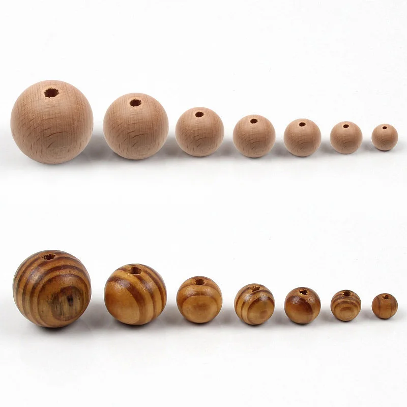 

8/10/12/14/16/18/20/30MM Hot Natural Wood Beads Pine/Beech Round Loose Beads For DIY Jewelry Making Bracelet Necklace Supplies