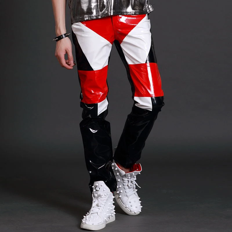 Nightclub Male Gogo Dancer Leather Pants Punk Singer Stage Costumes Bar Rock DJ Show Clothing Men\'s Hip Hop Street Wear DNV13878