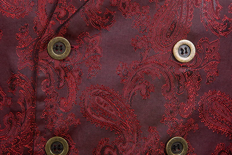 Mens Paisley Jacquard Steampunk Vest Double Breasted Brocade Waistcoat Men Wedding Prom Stage Tuxedo Vests Male Gilet Homme 2XL