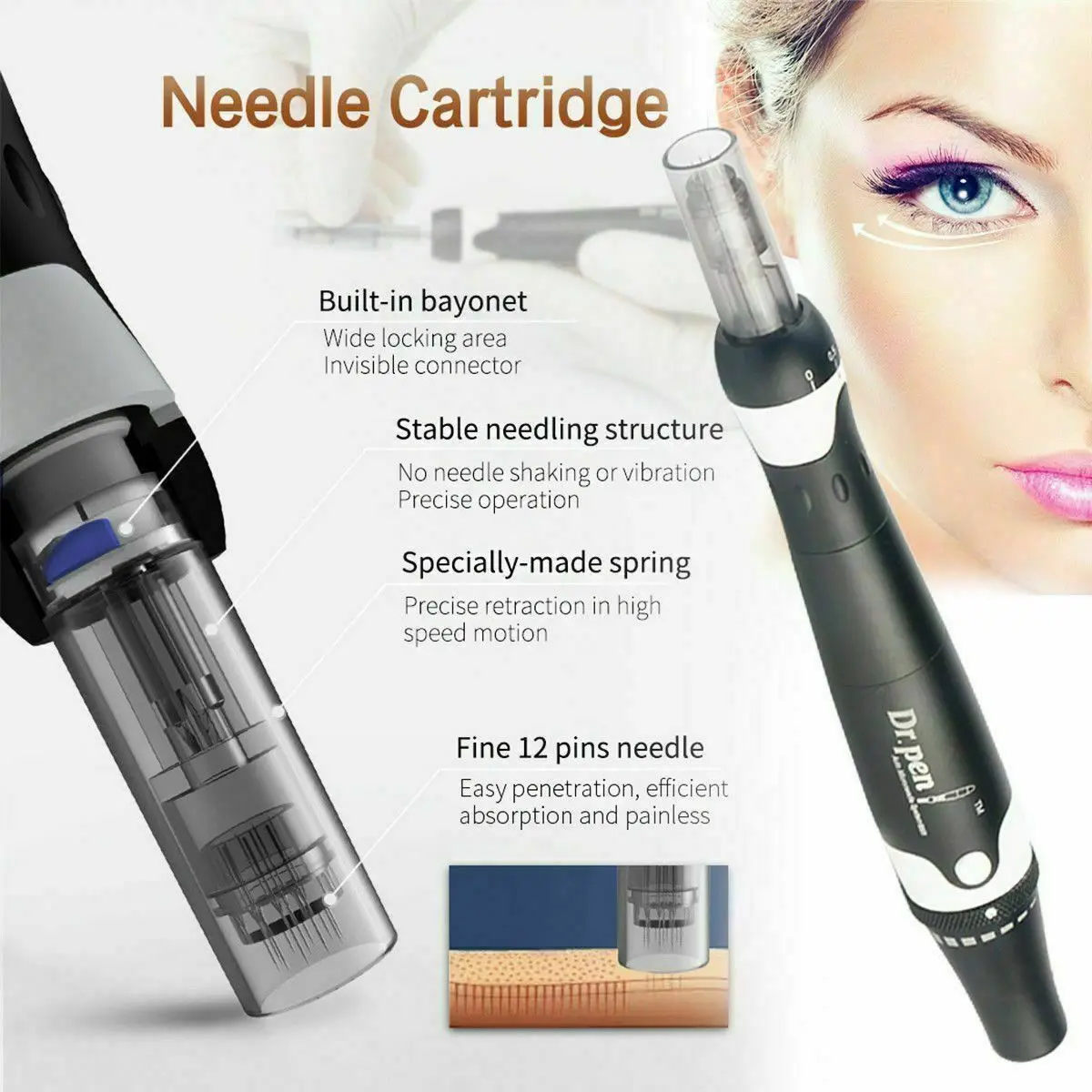 FDA 10pcs Microneedle For Ultima dr. pen A7 Electric drag nano Needle Cartridges 9 12 24 36 42 nano pin Needle Tips micro-needle