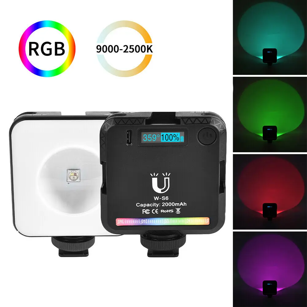 W-S6 Led Rgb Video Light Fill Light Lamp for Vlog Live Streaming Video Mini Photographic Lighting 2500-9000K