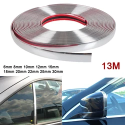 13 M Silver Car Chrome Styling Decoración Moulding Tira de Ajuste de la Cinta Auto DIY Etiqueta Protectora de 6mm 8mm 10mm 12mm 15mm 20mm 30mm