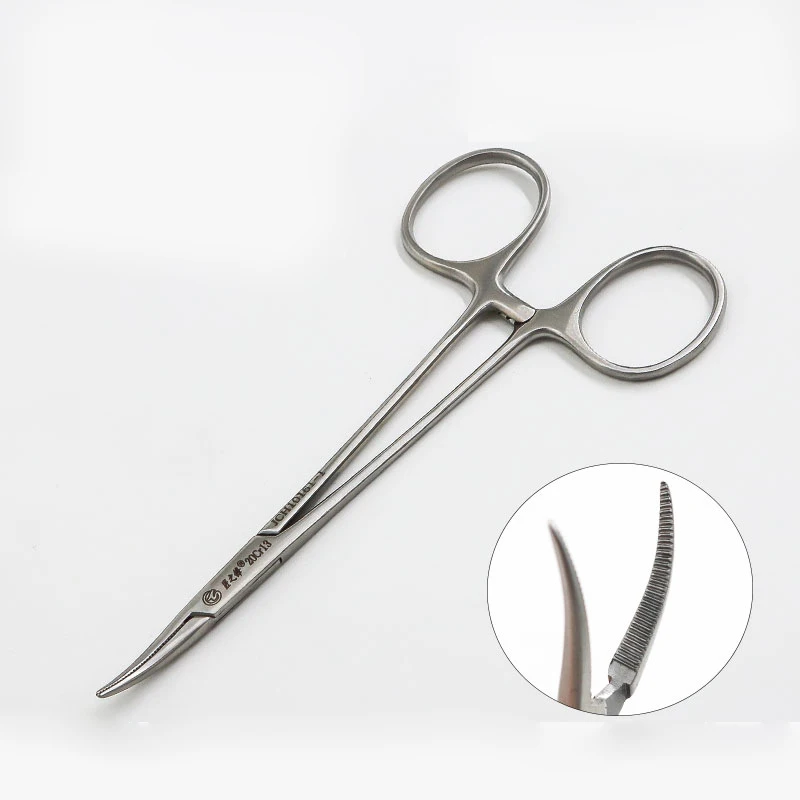 

Juncheng fine needle holding forceps, gold handle nasal cavity needle clamp, curved pattern hemostatic forceps, double eyelid su