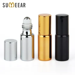 5ml Essential Oil Bottle Mini Empty Roller Bottle Gold Silver Black UV Glass Refillable Perfume Bottle