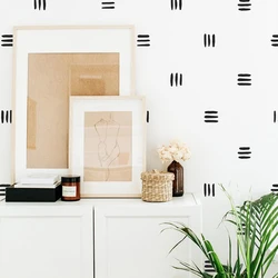 42Pcs Boho Scandinavian Line Pattern Wall Sticker Baby Nursery Kids Room Line Polk Dot Wall Decal Bedroom Playroom Decor