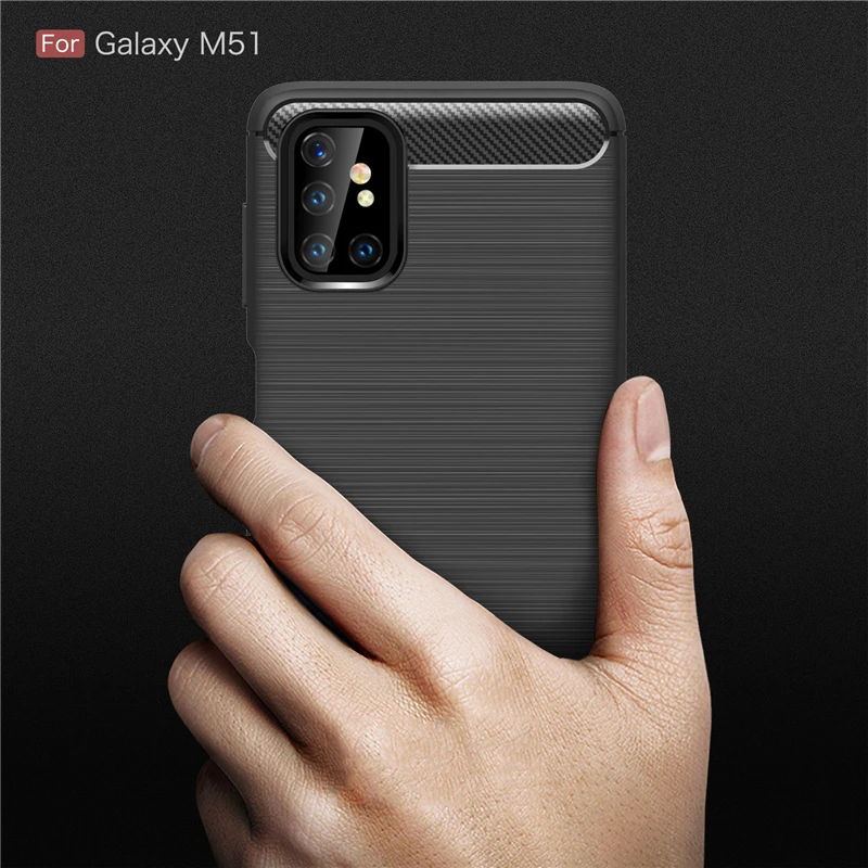 

Carbon Fiber Cover For Samsung Galaxy M51 M515F Case Rubber Silicone Shockproof Bumper For Samsung M51 Case For Samsung M51 M515