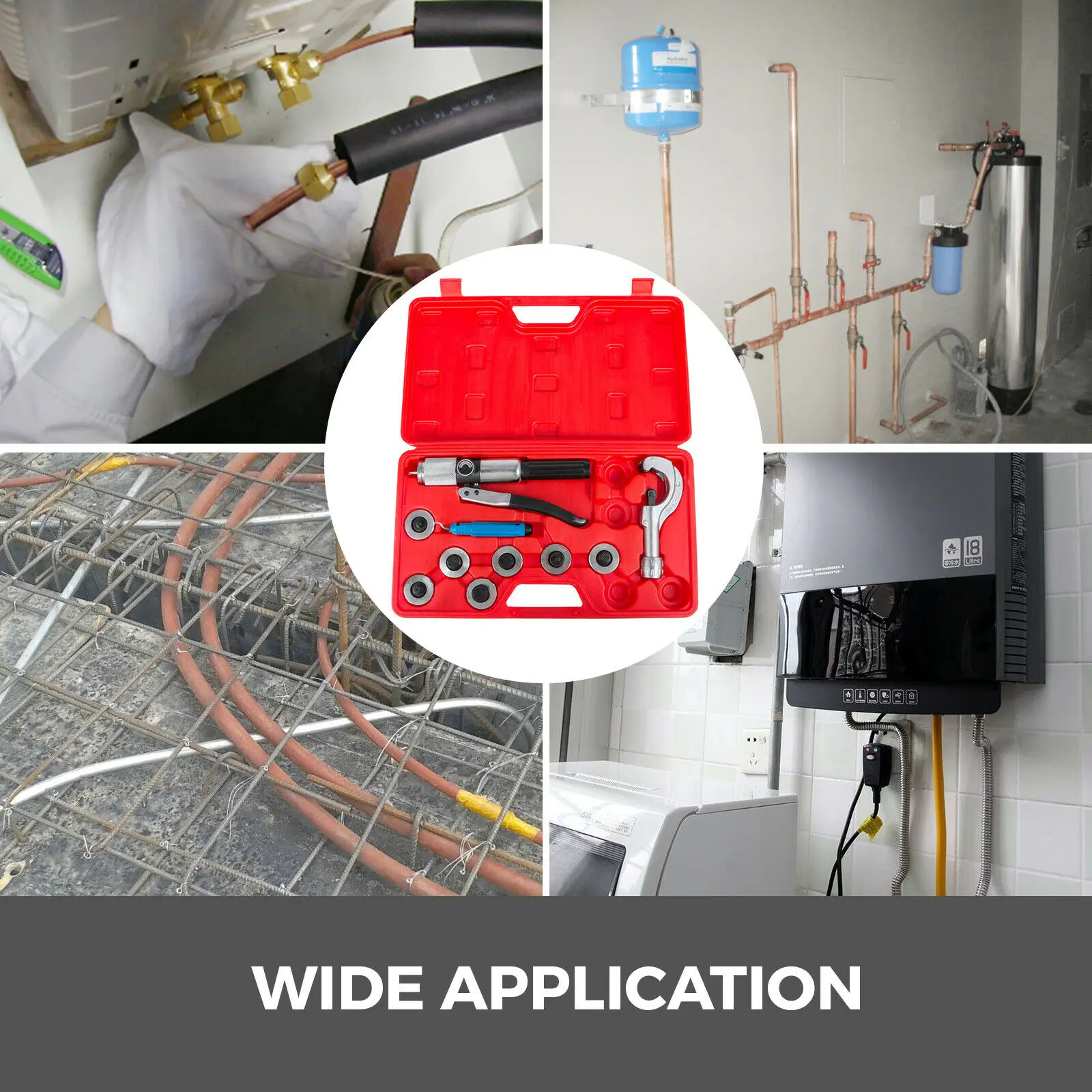 VEVOR Expander Tubo Idraulico CT-300-A 7 Leva Kit di Strumenti di Swaging Strumento di Espansione Tubo di Rame idraulico da 3/8 a 1-1 / 8 Pollici con Tagliatubi e Strumento di Sbavatura