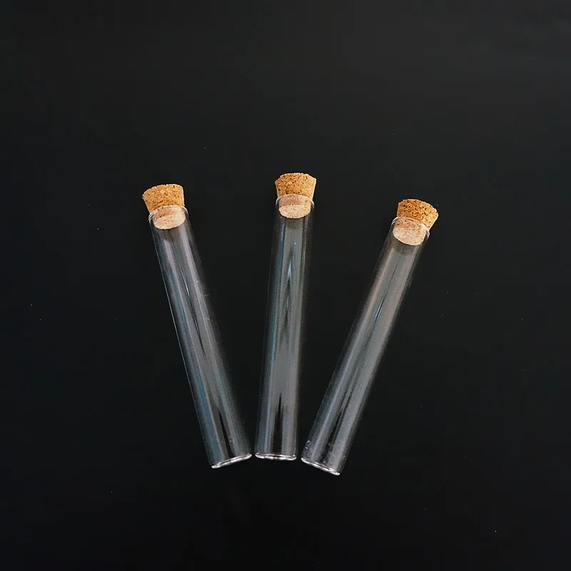 20pcs/lot 12x75mm Flat Bottom Clear Glass Test Tubes With Cork Stopper For Kinds Lab/Experiments