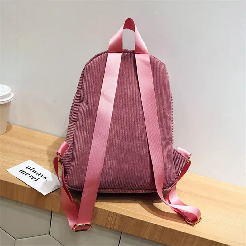 Casual Female Backpack Women College School Bags Travel Rucksack Corduroy Shoulder Bags For Teenage Girls Sport Knapsack