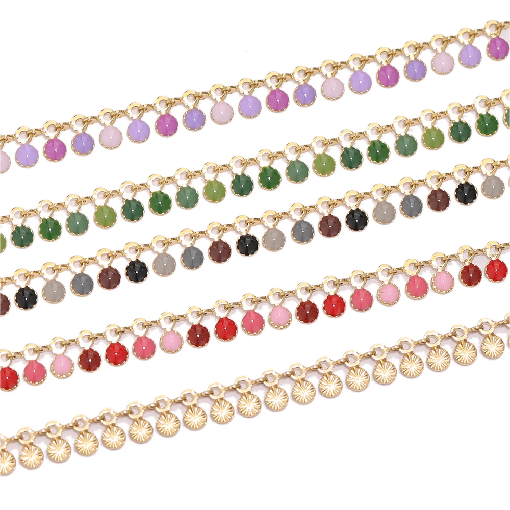 1 Meter Edelstahl Bunte Emaille Handgefertigte Ketten für DIY Schmuckherstellung Damen Choker Armband Halsketten Zubehör – Detail 6