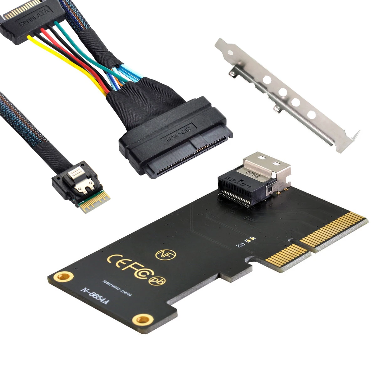 

CY NGFF Slimline SAS Card Adapter PCI-E 3.0 4.0 to SFF-8654 and U.2 U2 SFF-8639 NVME PCIe SSD Cable for Mainboard SSD