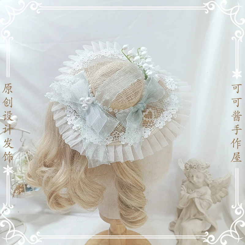 Lolita All-Match Linglan Bow Cambric Hat Antique Retro Top Hat Gorgeous Comic Show Catwalk Tea Party