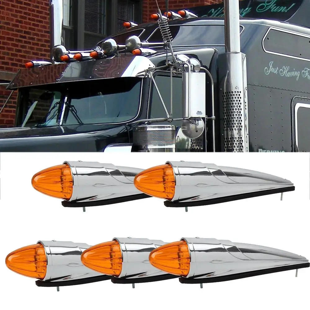 17 LED Amber Cab Marker Clearance Roof Running Top Light For Kenworth Truck