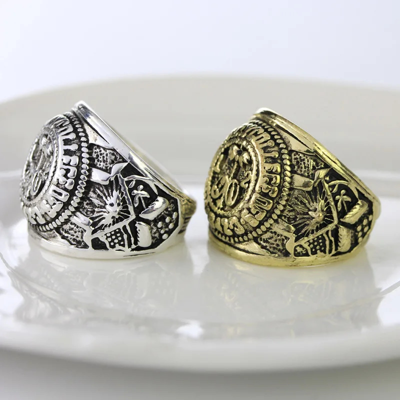 Steampunk Cool Men Ring Punk Vintage Engraved House Of Cards Man Biker Rings Domineering Male Jewelry Dropshipping Anillos