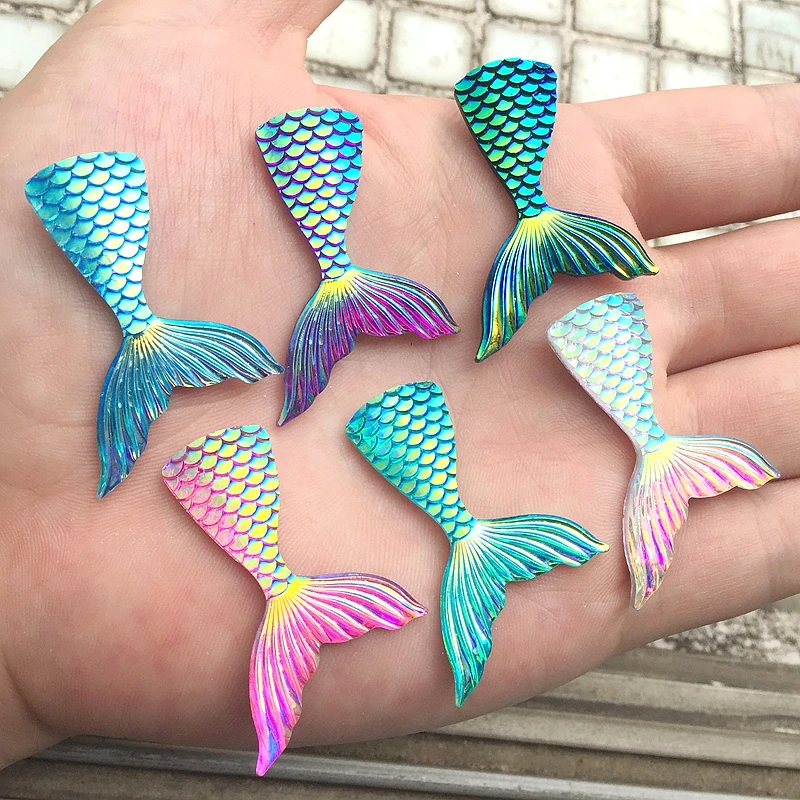 30pcs AB color Jewelry accessories Mermaid Fish scales tail resin festival decoration crafts accessories pink ab rhinestones