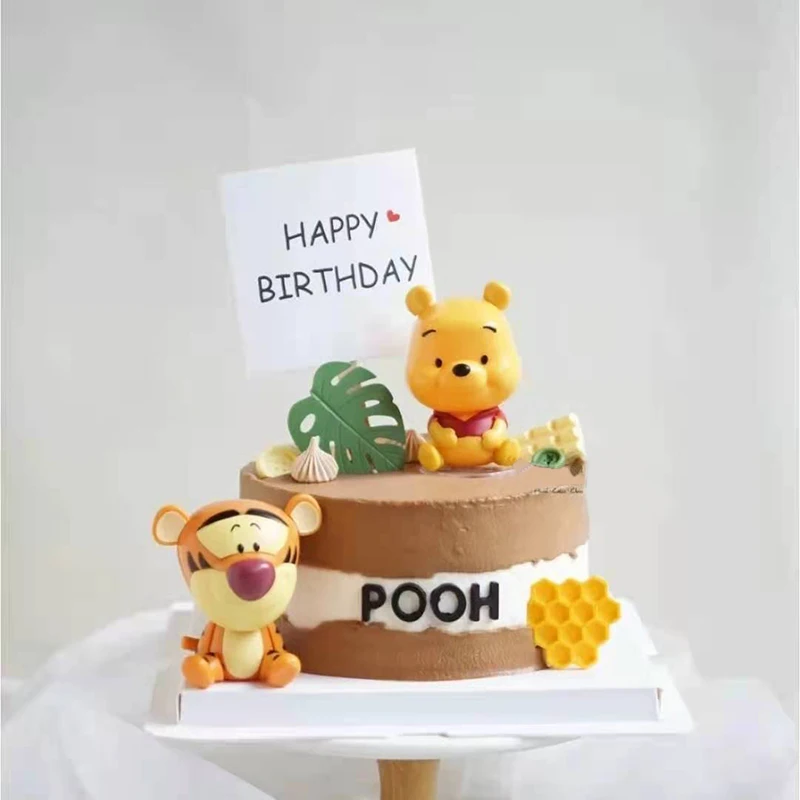 Cute Cartoon pink pig tiger yellow bear Happy Birthday Cake Topper for Children`s Day Baby Shower Gift Cupcake Dessert Supplies