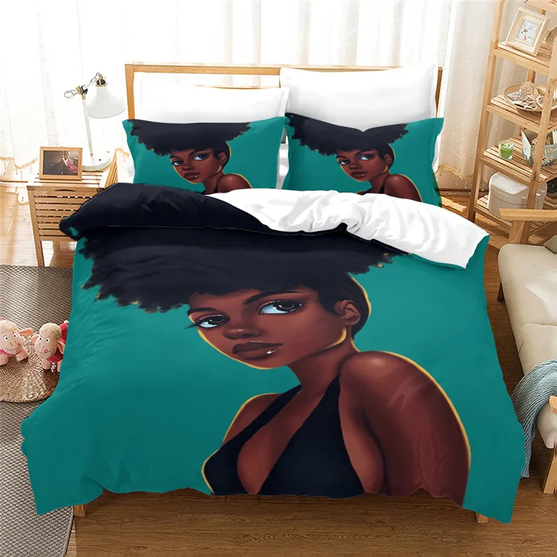 

3D African girl printing duvet cover with pillowcases luxury bedding set Comforter set bed set Twin Full Queen King size