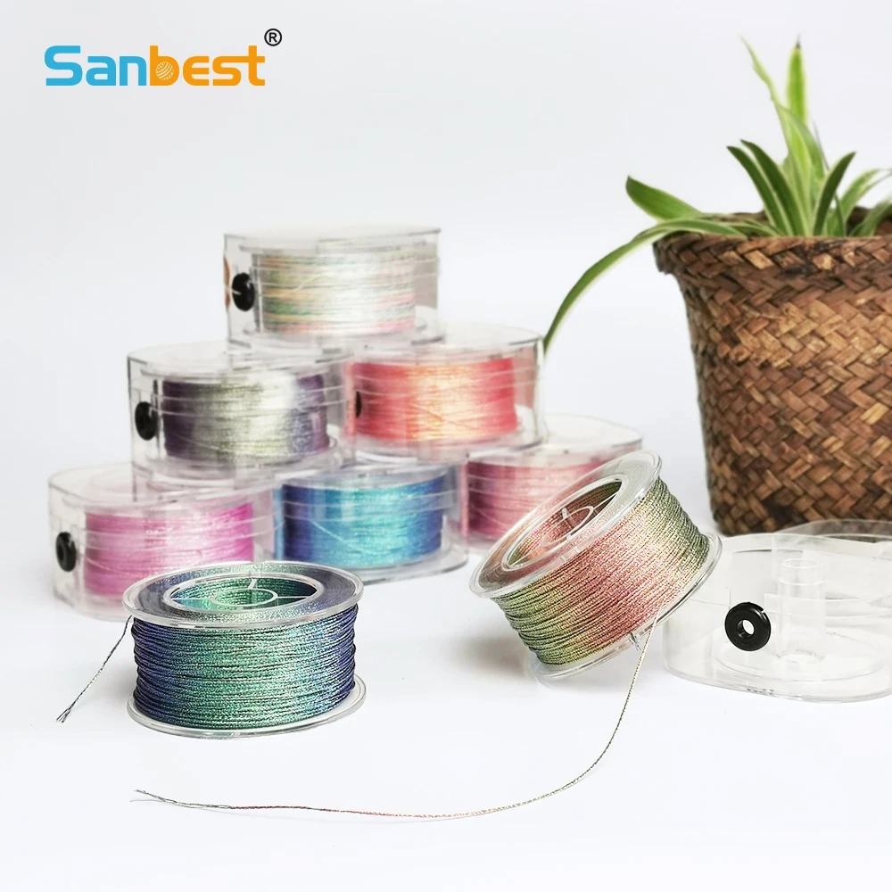 Sanbest 6 Strands Metallic Thread Boxed Handmade DIY Bracelet String Tatting 100m Knitting Macrame Threads Gold Weaving Yarn