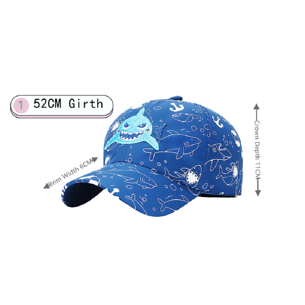 Connectyle Kids Lightweight Quick Drying Sun Hat Cute Shark Design Adjustable Toddler Baseball Cap UV Protection Boys Girls Caps