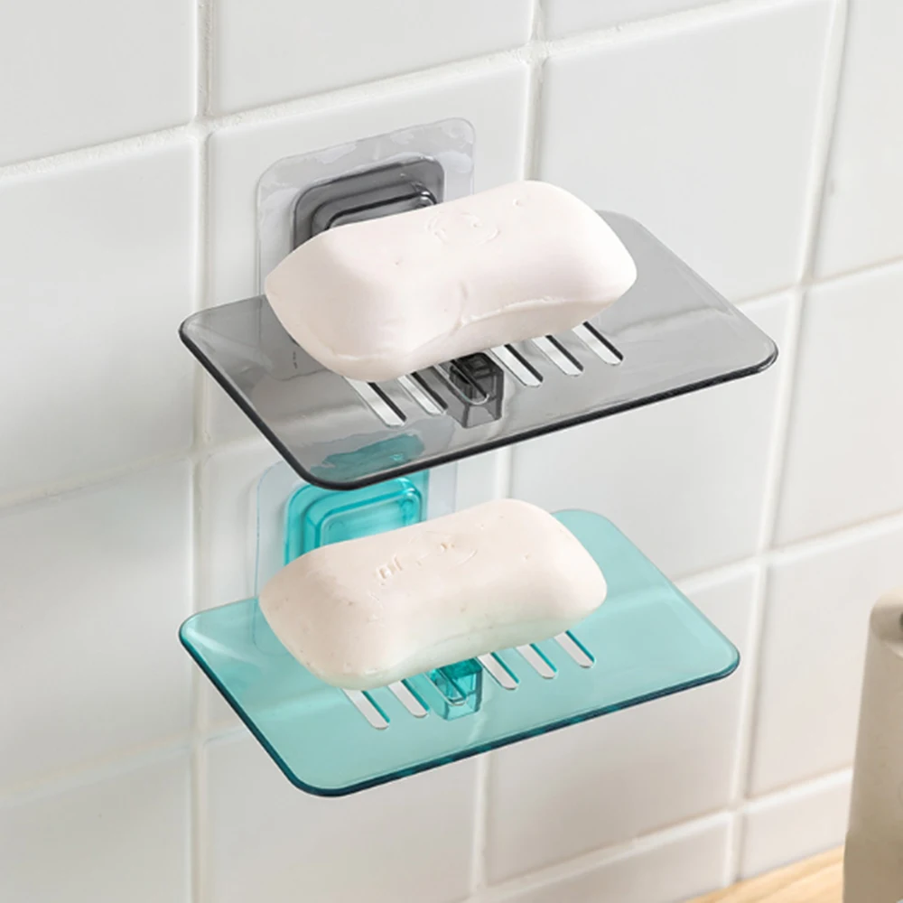 

Creative Free Punch Paste Crystal Soap Box Bathroom Organizer Wall Mounted Storage Rack Soap Box Kitchen Hanging Shelf