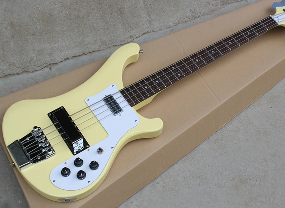 

4 Strings Yellow Electric Bass Guitar with 21 Frets,Rosewood Fretboard with Dot Inlay,Providing Customized Service