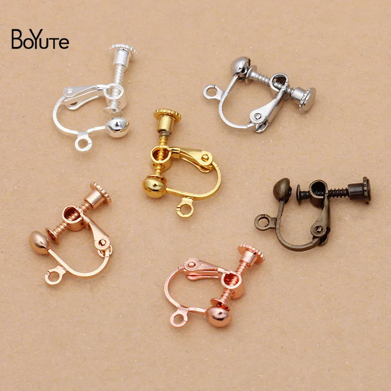 BoYuTe (50 Pieces/Lot) Clip Earrings without Piercing Metal Brass U Shaped Screw Earrings Jewelry Accessories