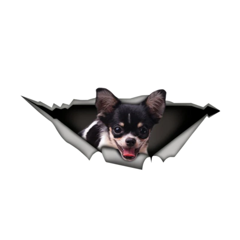 Creative Animal Car Sticker Black White Chihuahua 3D Vinyl Waterproof Car Window High  Accessories Decorative Decal PVC 13*5cm