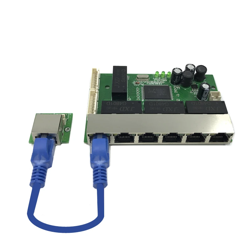 8 Port 10/100/1000 m OEM PBC Gigabit Ethernet Switch 8 Port erfüllt 8 pin way header hub 8way power pin pcb board OEM schroef gat