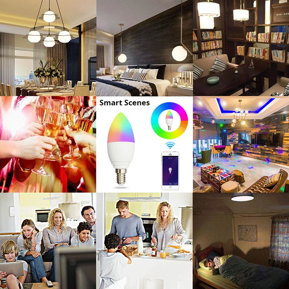 Zemismart Tuya Zigbee 3.0 E14 Smart Candle Bulb 5W Led Light Bulb RGBW Dimmable Bulb Smart Life Alexa Google Home Smartthings
