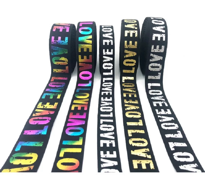 2/3/4cm Elastic Band Printing LOVE Rubber Webbing Classic Pattern Letter Love Elastic Belt for Clothing Trousers Sewing Supplies