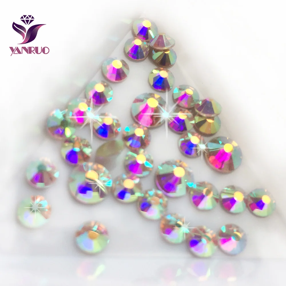 YANRUO 2058NoHF Crystal AB Rhinestone for Nails Art Crafts DIY Strass Stones and Crystals Glass Rhinestones Dress Marking